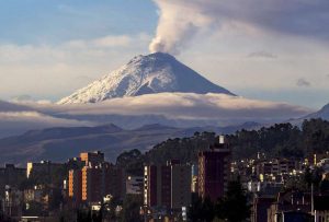 Mount Cotopaxi towering above the city